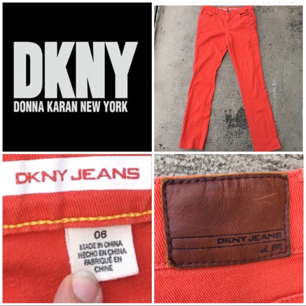 DKNY Soho Skinny Orange Straight Leg Denim Jeans